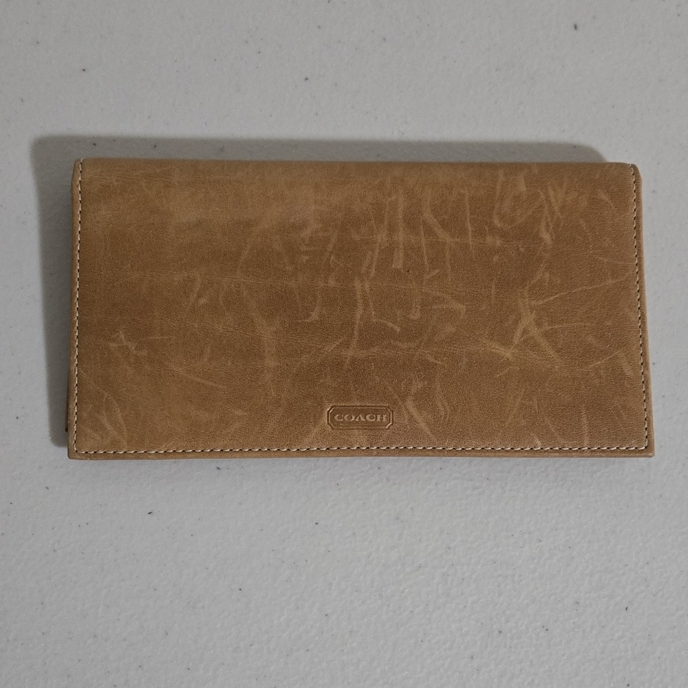 Vintage Coach Light Brown Smooth Soft Leather Checkbook Holder